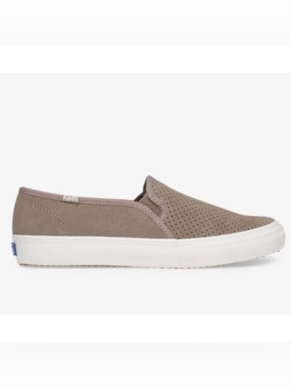 Keds Double Decker Perf Suede Slip-On Sneakers in Taupe/Grey